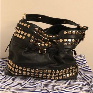 Rebecca Minkoff gold studded large hobo bag